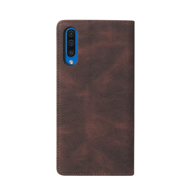 For Samsung Galaxy A50 Simple Suction Closure Horizontal Flip Leather Case with Holder & Card Slot & Wallet(Brown) by buy2fix
