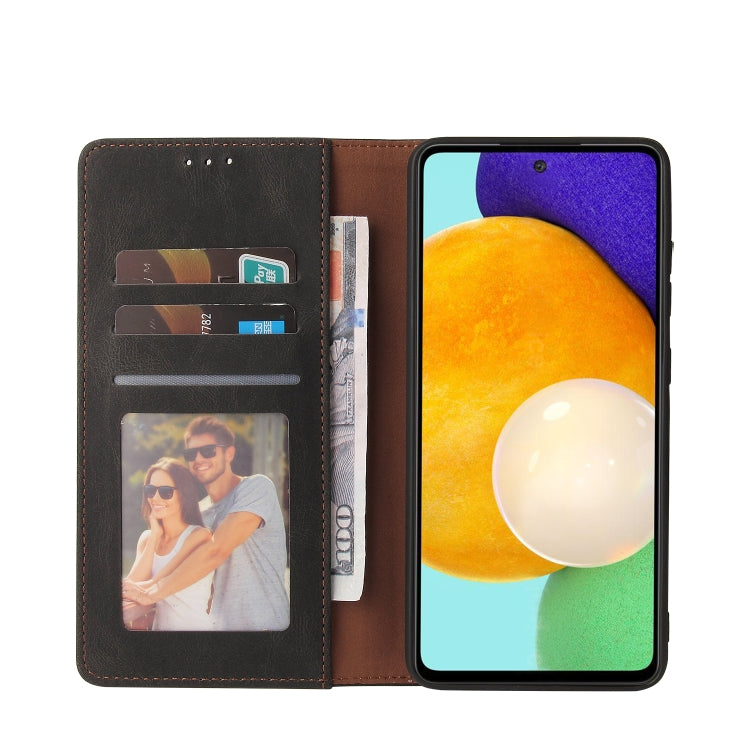 For Samsung Galaxy A52 5G / 4G Simple Suction Closure Horizontal Flip Leather Case with Holder & Card Slot & Wallet(Black) by buy2fix