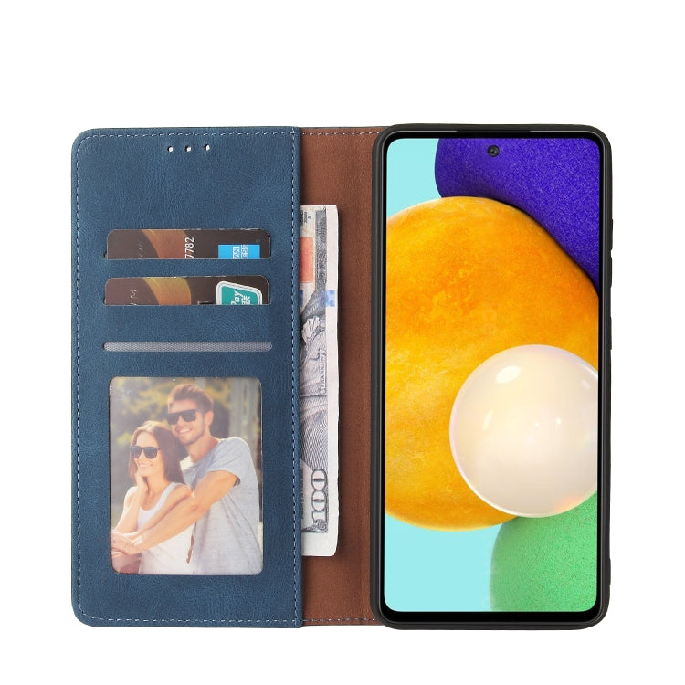 For Samsung Galaxy A52 5G / 4G Simple Suction Closure Horizontal Flip Leather Case with Holder & Card Slot & Wallet(Blue) by buy2fix