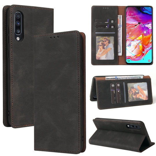 For Samsung Galaxy A70 Simple Suction Closure Horizontal Flip Leather Case with Holder & Card Slot & Wallet(Black)