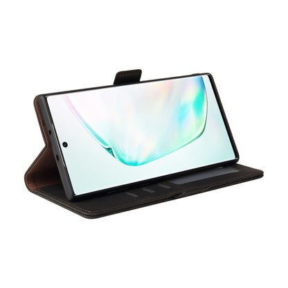 For Samsung Galaxy Note10+ Simple Suction Closure Horizontal Flip Leather Case with Holder & Card Slot & Wallet(Black) by buy2fix