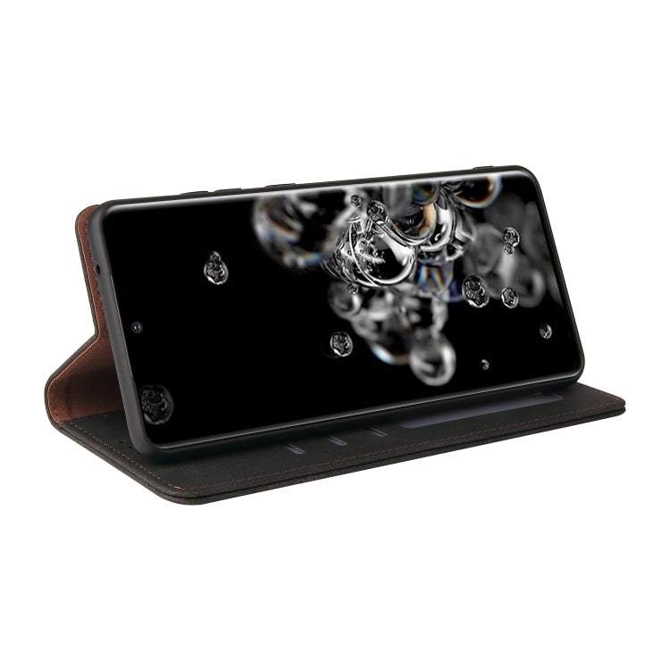 For Samsung Galaxy S20 Ultra Simple Suction Closure Horizontal Flip Leather Case with Holder & Card Slot & Wallet(Black) by buy2fix