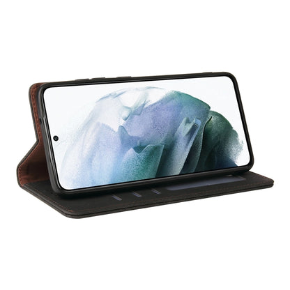 For Samsung Galaxy S21 FE 5G Simple Suction Closure Horizontal Flip Leather Case with Holder & Card Slot & Wallet(Black) by buy2fix