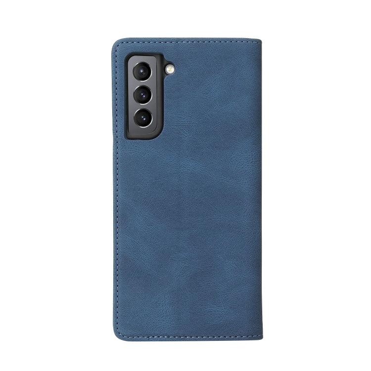 For Samsung Galaxy S21 FE 5G Simple Suction Closure Horizontal Flip Leather Case with Holder & Card Slot & Wallet(Blue) by buy2fix