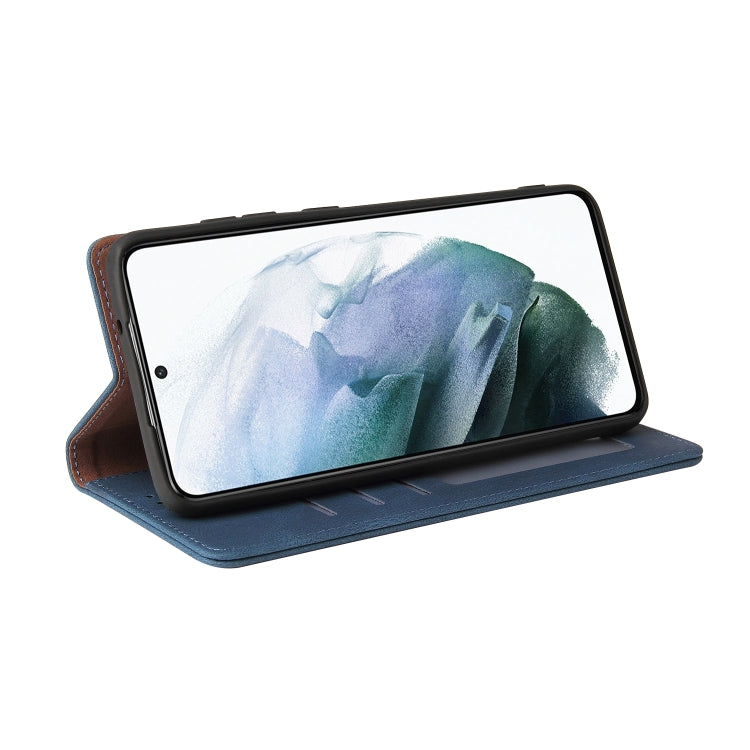 For Samsung Galaxy S21 FE 5G Simple Suction Closure Horizontal Flip Leather Case with Holder & Card Slot & Wallet(Blue) by buy2fix