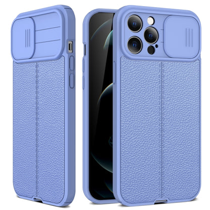 For iPhone 13 mini Litchi Texture Sliding Camshield TPU Protective Case (Light Purple) by buy2fix