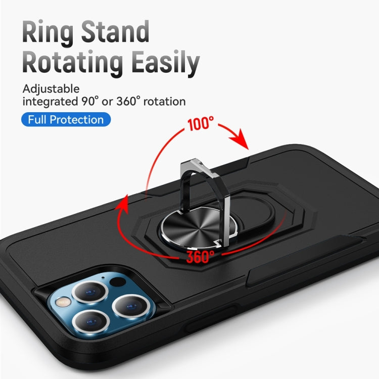 For iPhone 13 Pro Max Ring Kickstand Heavy Duty Shockproof Phone Case (Black) - iPhone 13 Pro Max Cases by buy2fix | Online Shopping UK | buy2fix