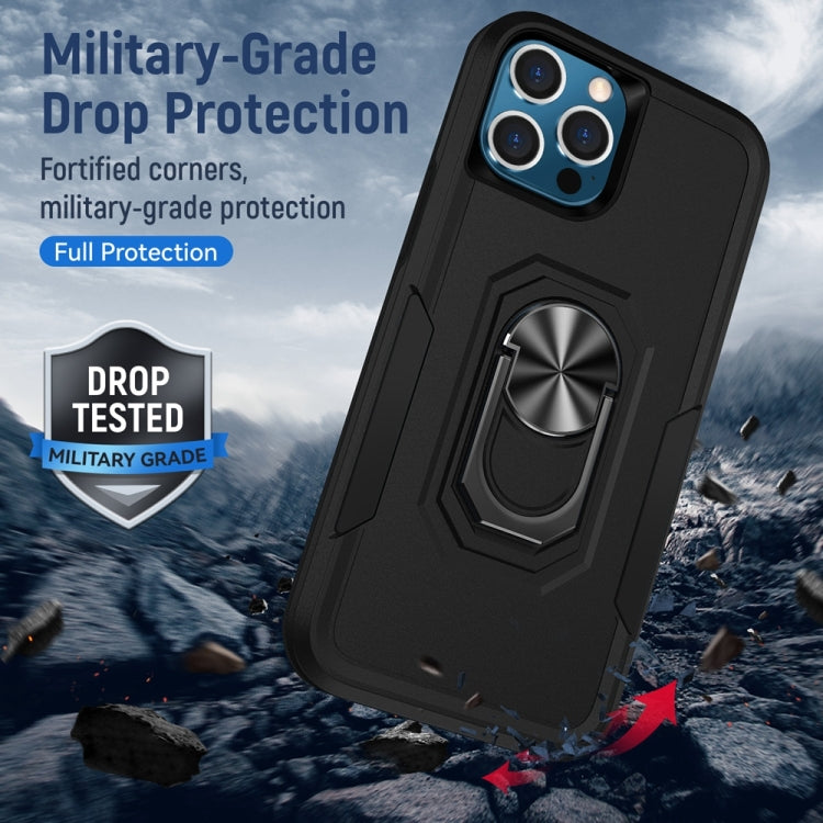 For iPhone 13 Pro Max Ring Kickstand Heavy Duty Shockproof Phone Case (Black) - iPhone 13 Pro Max Cases by buy2fix | Online Shopping UK | buy2fix