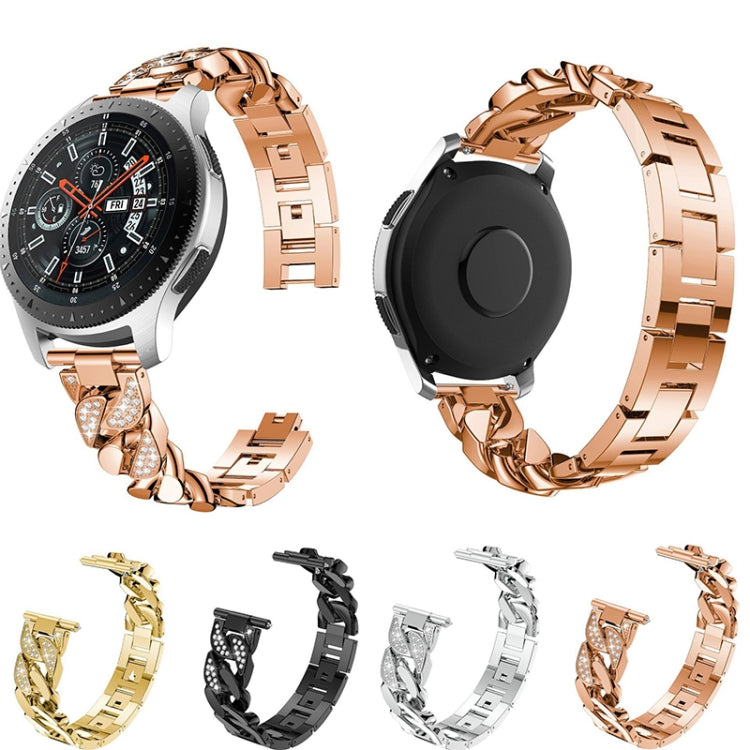 For Garmin Vivoactive 4 / Venu 2 22mm Row Diamonds Denim Chain Watch Band(Rose Gold) by buy2fix