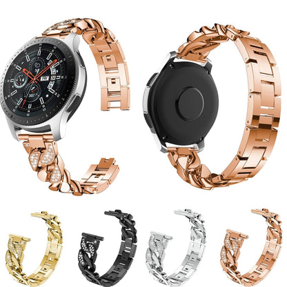 For Garmin Vivoactive 4 / Venu 2 22mm Row Diamonds Denim Chain Watch Band(Rose Gold) by buy2fix