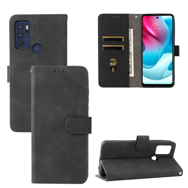For Motorola Moto G60S Solid Color Skin Feel Magnetic Buckle Horizontal Flip PU Leather Case with Holder & Card Slots & Wallet(Black) by buy2fix