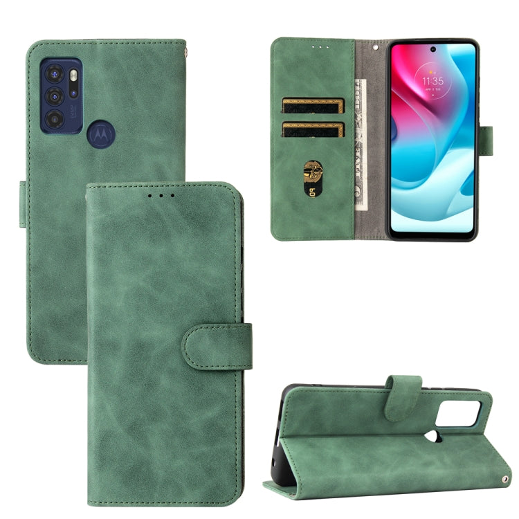 For Motorola Moto G60S Solid Color Skin Feel Magnetic Buckle Horizontal Flip PU Leather Case with Holder & Card Slots & Wallet(Green) by buy2fix