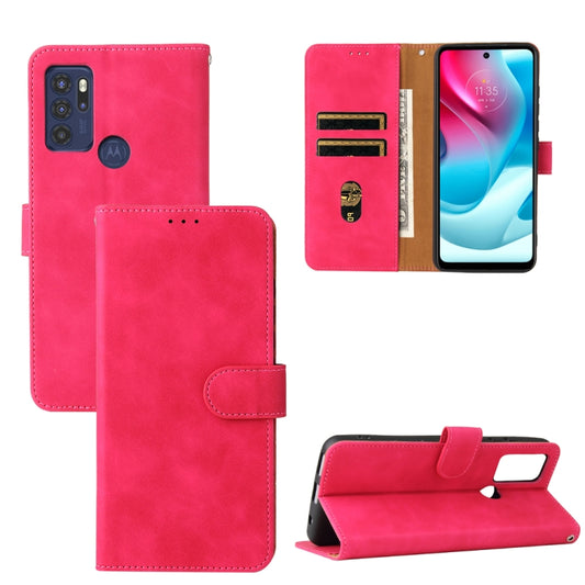 For Motorola Moto G60S Solid Color Skin Feel Magnetic Buckle Horizontal Flip PU Leather Case with Holder & Card Slots & Wallet(Rose Gold) by buy2fix