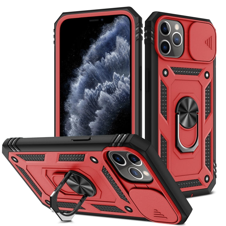 For iPhone 11 Pro Sliding Camera Cover Design TPU + PC Protective Case with 360 Degree Rotating Holder & Card Slot (Red+Black) by buy2fix