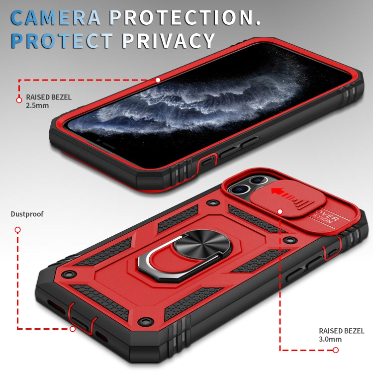 For iPhone 11 Pro Sliding Camera Cover Design TPU + PC Protective Case with 360 Degree Rotating Holder & Card Slot (Red+Black) by buy2fix