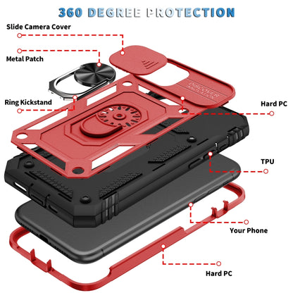 For iPhone 11 Pro Sliding Camera Cover Design TPU + PC Protective Case with 360 Degree Rotating Holder & Card Slot (Red+Black) by buy2fix