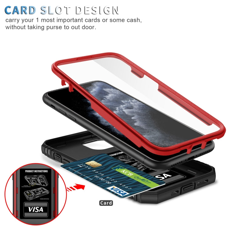 For iPhone 11 Pro Sliding Camera Cover Design TPU + PC Protective Case with 360 Degree Rotating Holder & Card Slot (Red+Black) by buy2fix