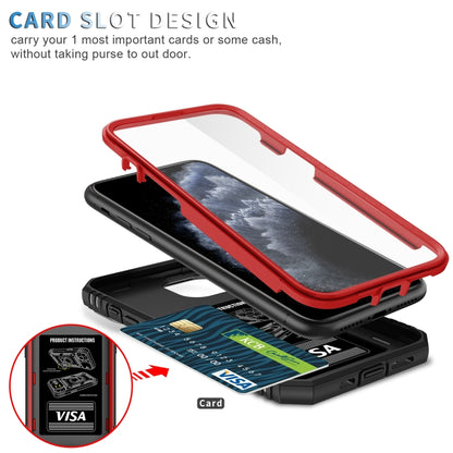 For iPhone 11 Pro Sliding Camera Cover Design TPU + PC Protective Case with 360 Degree Rotating Holder & Card Slot (Red+Black) by buy2fix