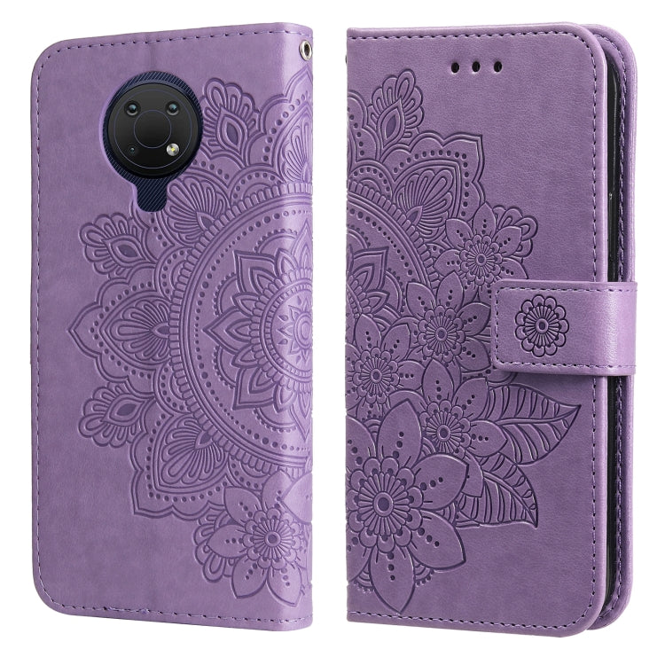 For Nokia G10 / G20 / 6.3 7-petal Flowers Embossing Pattern Horizontal Flip PU Leather Case with Holder & Card Slots & Wallet & Photo Frame(Light Purple) by buy2fix