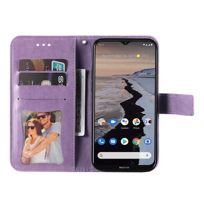 For Nokia G10 / G20 / 6.3 7-petal Flowers Embossing Pattern Horizontal Flip PU Leather Case with Holder & Card Slots & Wallet & Photo Frame(Light Purple) by buy2fix