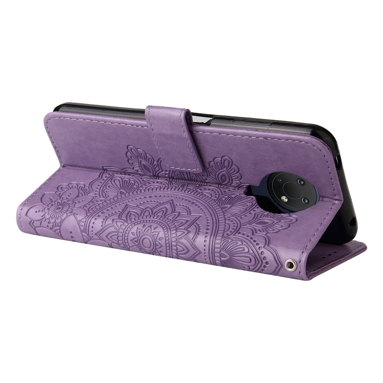 For Nokia G10 / G20 / 6.3 7-petal Flowers Embossing Pattern Horizontal Flip PU Leather Case with Holder & Card Slots & Wallet & Photo Frame(Light Purple) by buy2fix