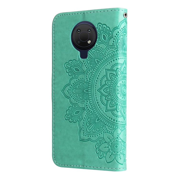 For Nokia G10 / G20 / 6.3 7-petal Flowers Embossing Pattern Horizontal Flip PU Leather Case with Holder & Card Slots & Wallet & Photo Frame(Green) by buy2fix