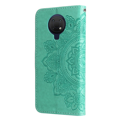 For Nokia G10 / G20 / 6.3 7-petal Flowers Embossing Pattern Horizontal Flip PU Leather Case with Holder & Card Slots & Wallet & Photo Frame(Green) by buy2fix