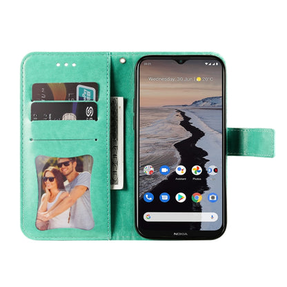 For Nokia G10 / G20 / 6.3 7-petal Flowers Embossing Pattern Horizontal Flip PU Leather Case with Holder & Card Slots & Wallet & Photo Frame(Green) by buy2fix