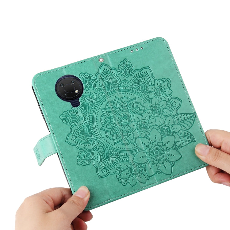 For Nokia G10 / G20 / 6.3 7-petal Flowers Embossing Pattern Horizontal Flip PU Leather Case with Holder & Card Slots & Wallet & Photo Frame(Green) by buy2fix