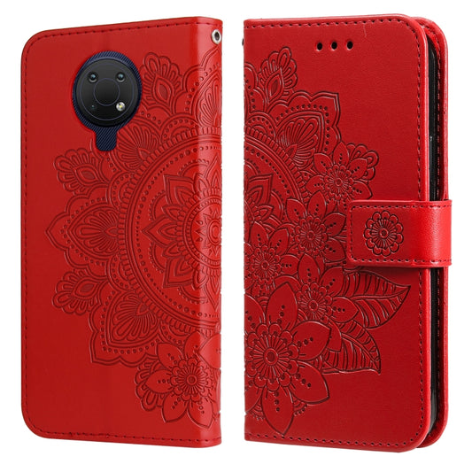 For Nokia G10 / G20 / 6.3 7-petal Flowers Embossing Pattern Horizontal Flip PU Leather Case with Holder & Card Slots & Wallet & Photo Frame(Red) by buy2fix