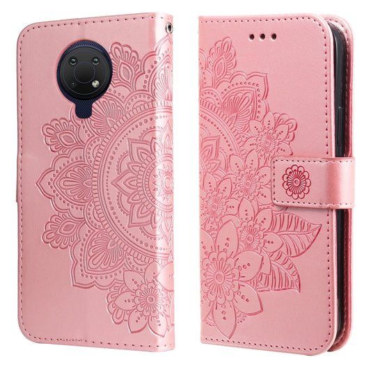 For Nokia G10 / G20 / 6.3 7-petal Flowers Embossing Pattern Horizontal Flip PU Leather Case with Holder & Card Slots & Wallet & Photo Frame(Rose Gold) by buy2fix