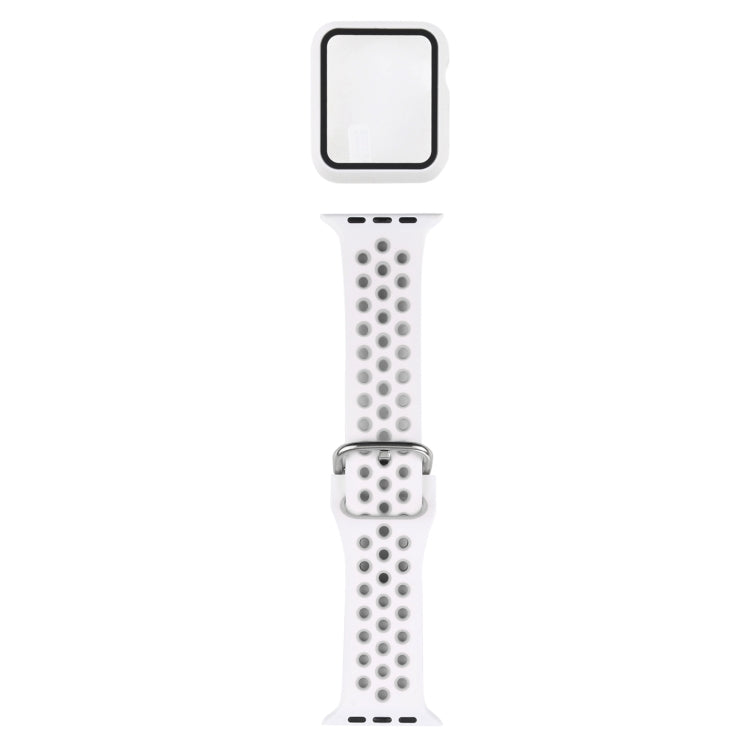 Silicone Watch Band + Protective Case with Screen Protector Set For Apple Watch Series 3 & 2 & 1 38mm(White) by buy2fix