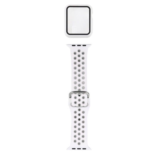 Silicone Watch Band + Protective Case with Screen Protector Set For Apple Watch Series 3 & 2 & 1 38mm(White) by buy2fix
