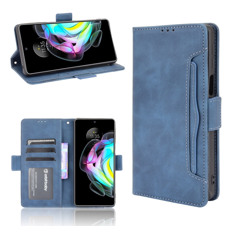 For Motorola Edge 20 Skin Feel Calf Pattern Horizontal Flip Leather Case with Holder & Card Slots & Photo Frame(Blue) by buy2fix