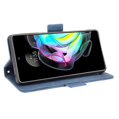 For Motorola Edge 20 Skin Feel Calf Pattern Horizontal Flip Leather Case with Holder & Card Slots & Photo Frame(Blue) by buy2fix