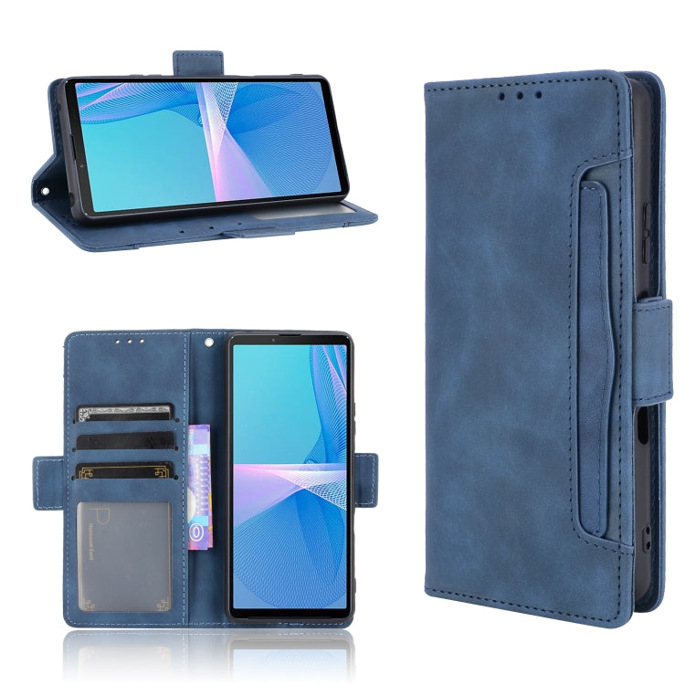 For Sony Xperia 10 III Skin Feel Calf Pattern Horizontal Flip Leather Case with Holder & Card Slots & Photo Frame(Blue) by buy2fix