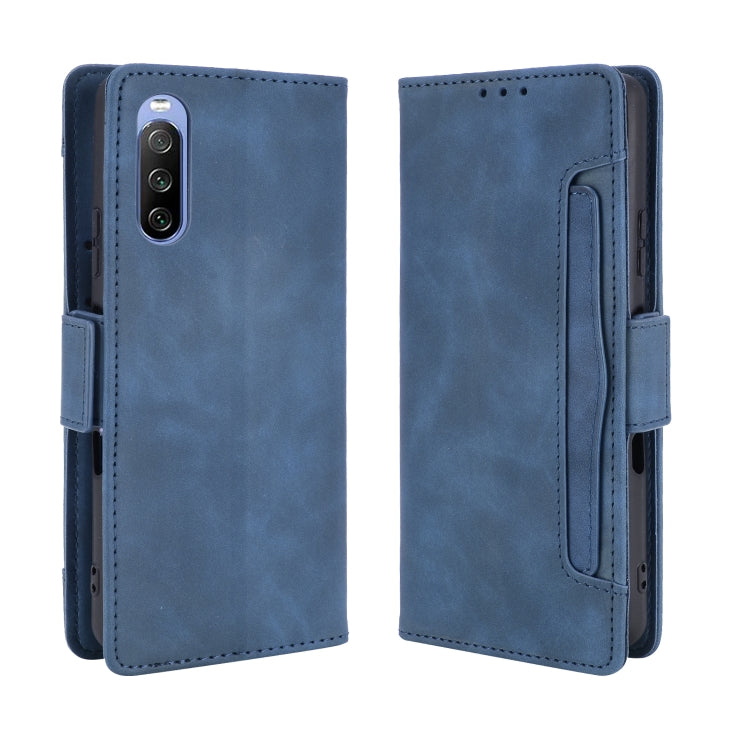 For Sony Xperia 10 III Skin Feel Calf Pattern Horizontal Flip Leather Case with Holder & Card Slots & Photo Frame(Blue) by buy2fix
