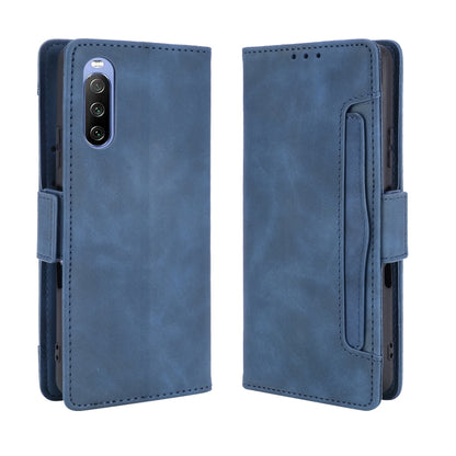 For Sony Xperia 10 III Skin Feel Calf Pattern Horizontal Flip Leather Case with Holder & Card Slots & Photo Frame(Blue) by buy2fix