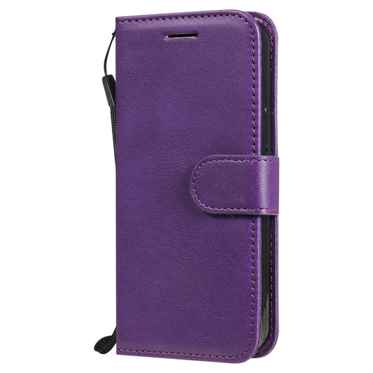 For iPhone 13 mini Pure Color Horizontal Flip Leather Case with Holder & Card Slots & Wallet & Lanyard (Purple) by buy2fix