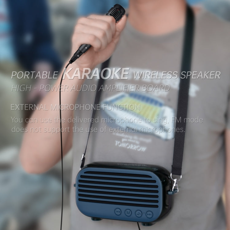 New Rixing NR-3000M Bluetooth 5.0 Portable Karaoke Wireless Bluetooth Speaker with Microphone & Shoulder Strap(Green) - Desktop Speaker by NewRixing | Online Shopping UK | buy2fix