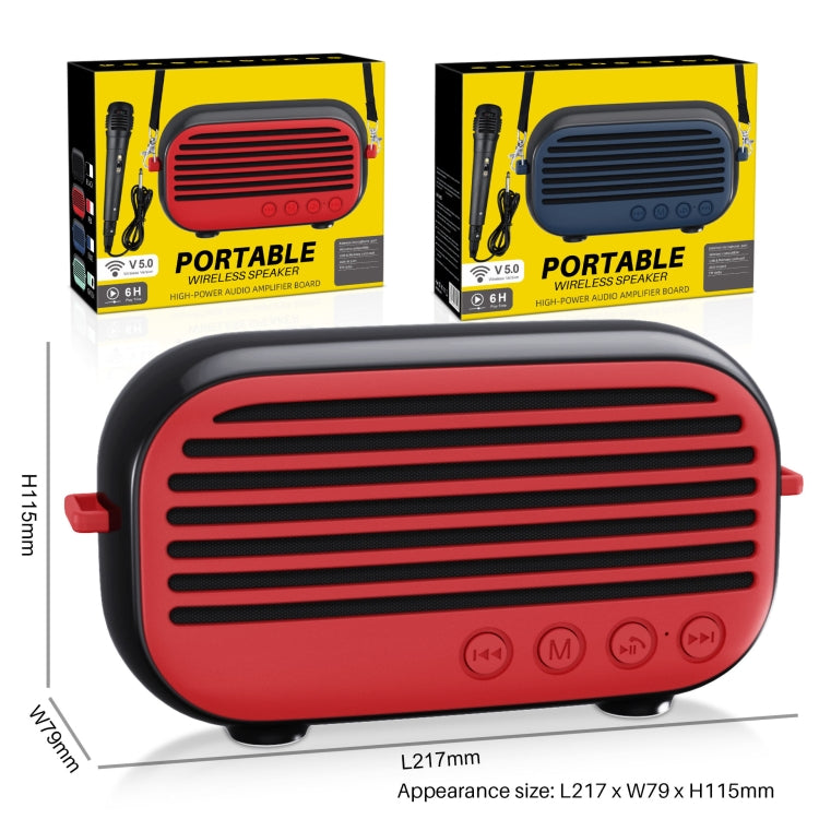 New Rixing NR-3000M Bluetooth 5.0 Portable Karaoke Wireless Bluetooth Speaker with Microphone & Shoulder Strap(Blue) - Desktop Speaker by NewRixing | Online Shopping UK | buy2fix