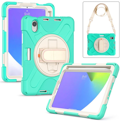 For iPad mini 6 / mini 2024 Silicone Hybrid PC Tablet Case with Grip Holder & Shoulder Strap(Mint Green) - iPad mini 2024 Cases by buy2fix | Online Shopping UK | buy2fix