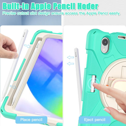 For iPad mini 6 / mini 2024 Silicone Hybrid PC Tablet Case with Grip Holder & Shoulder Strap(Mint Green) - iPad mini 2024 Cases by buy2fix | Online Shopping UK | buy2fix