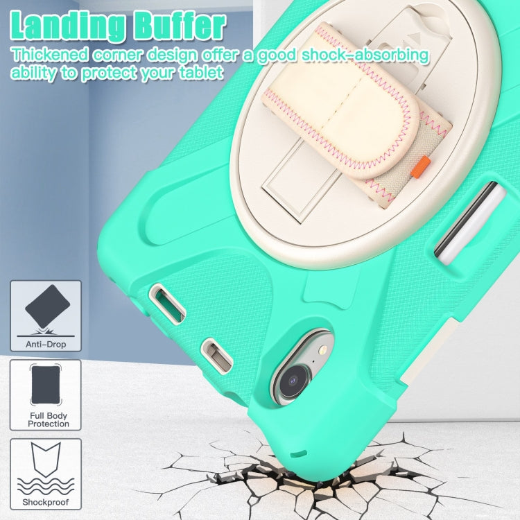 For iPad mini 6 / mini 2024 Silicone Hybrid PC Tablet Case with Grip Holder & Shoulder Strap(Mint Green) - iPad mini 2024 Cases by buy2fix | Online Shopping UK | buy2fix