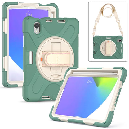 For iPad mini 6 / mini 2024 Silicone Hybrid PC Tablet Case with Grip Holder & Shoulder Strap(Emerald Green) - iPad mini 2024 Cases by buy2fix | Online Shopping UK | buy2fix