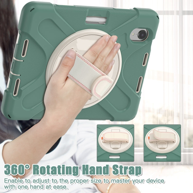 For iPad mini 6 / mini 2024 Silicone Hybrid PC Tablet Case with Grip Holder & Shoulder Strap(Emerald Green) - iPad mini 2024 Cases by buy2fix | Online Shopping UK | buy2fix