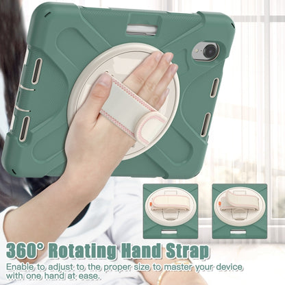 For iPad mini 6 / mini 2024 Silicone Hybrid PC Tablet Case with Grip Holder & Shoulder Strap(Emerald Green) - iPad mini 2024 Cases by buy2fix | Online Shopping UK | buy2fix