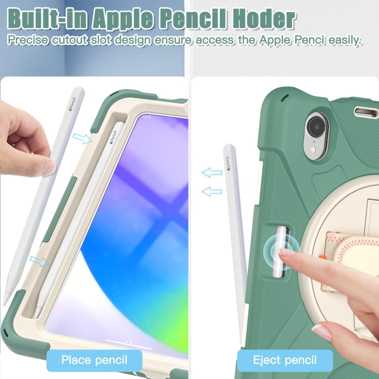 For iPad mini 6 / mini 2024 Silicone Hybrid PC Tablet Case with Grip Holder & Shoulder Strap(Emerald Green) - iPad mini 2024 Cases by buy2fix | Online Shopping UK | buy2fix