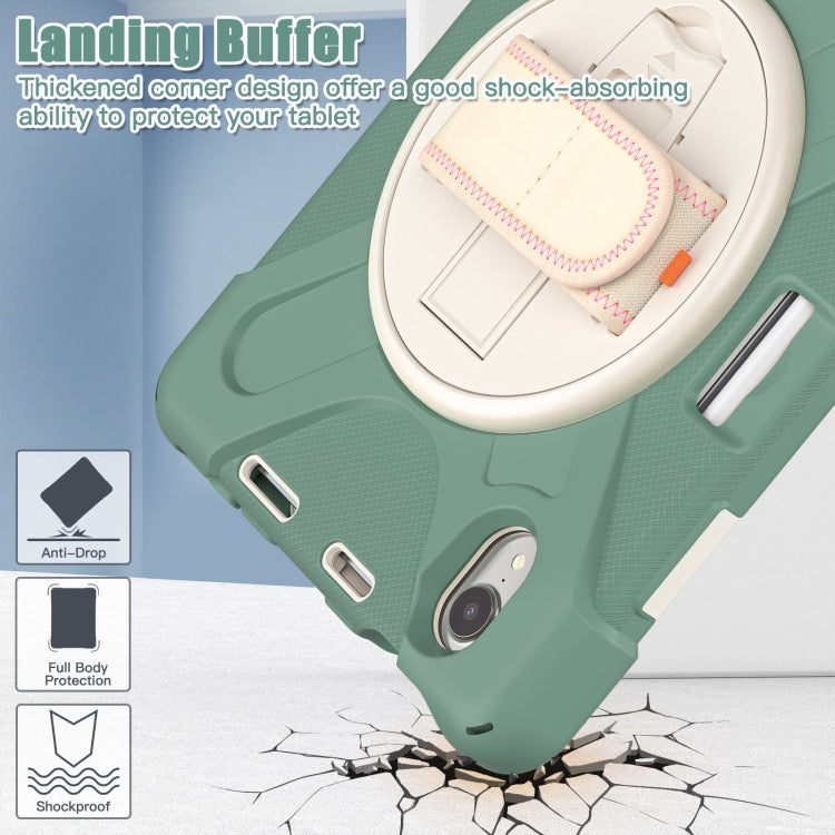 For iPad mini 6 / mini 2024 Silicone Hybrid PC Tablet Case with Grip Holder & Shoulder Strap(Emerald Green) - iPad mini 2024 Cases by buy2fix | Online Shopping UK | buy2fix