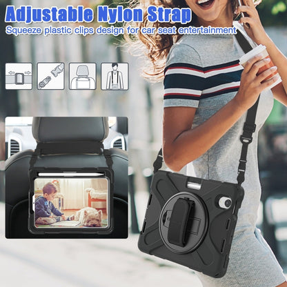For iPad mini 6 / mini 2024 Silicone Hybrid PC Tablet Case with Grip Holder & Shoulder Strap(Black) - iPad mini 2024 Cases by buy2fix | Online Shopping UK | buy2fix